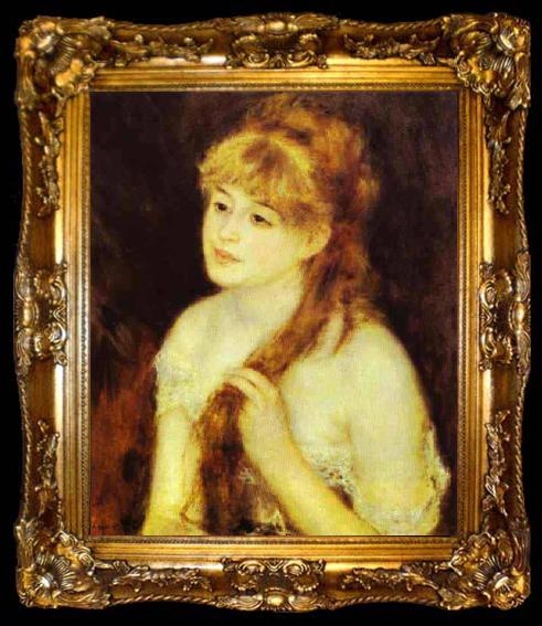framed  Pierre-Auguste Renoir Young Woman Braiding Her Hair, ta009-2